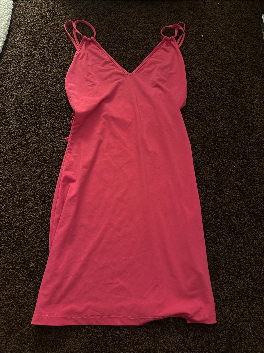 SOLID & STRIPED Hot Pink Slip Dress with Spaghetti Straps